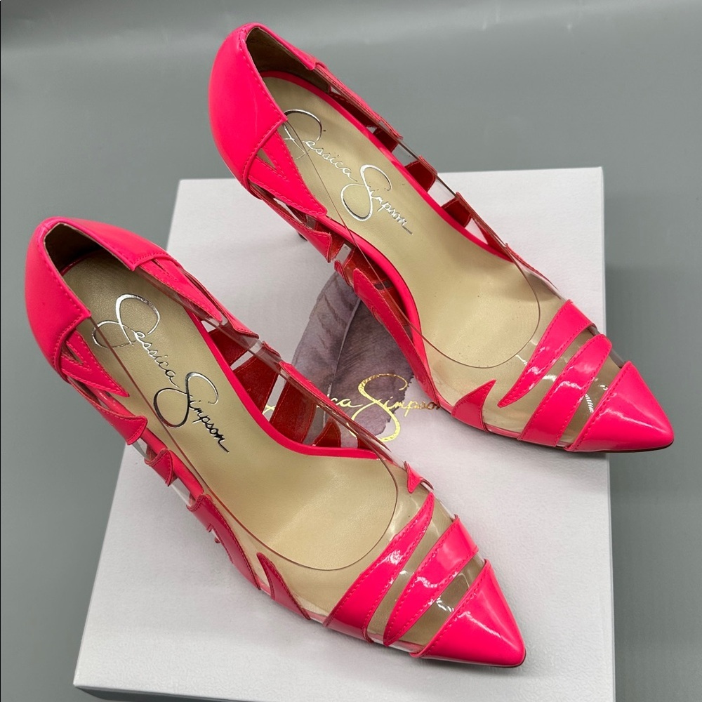 Brand New Jessica Simpson Hot Pink Patent Pointed Toe Stiletto Heels Size 7.5